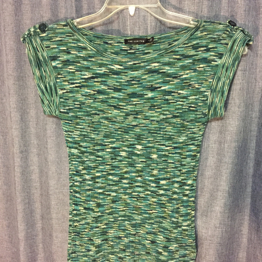 The Limited Green Heather Cotton Cap Sleeve Top